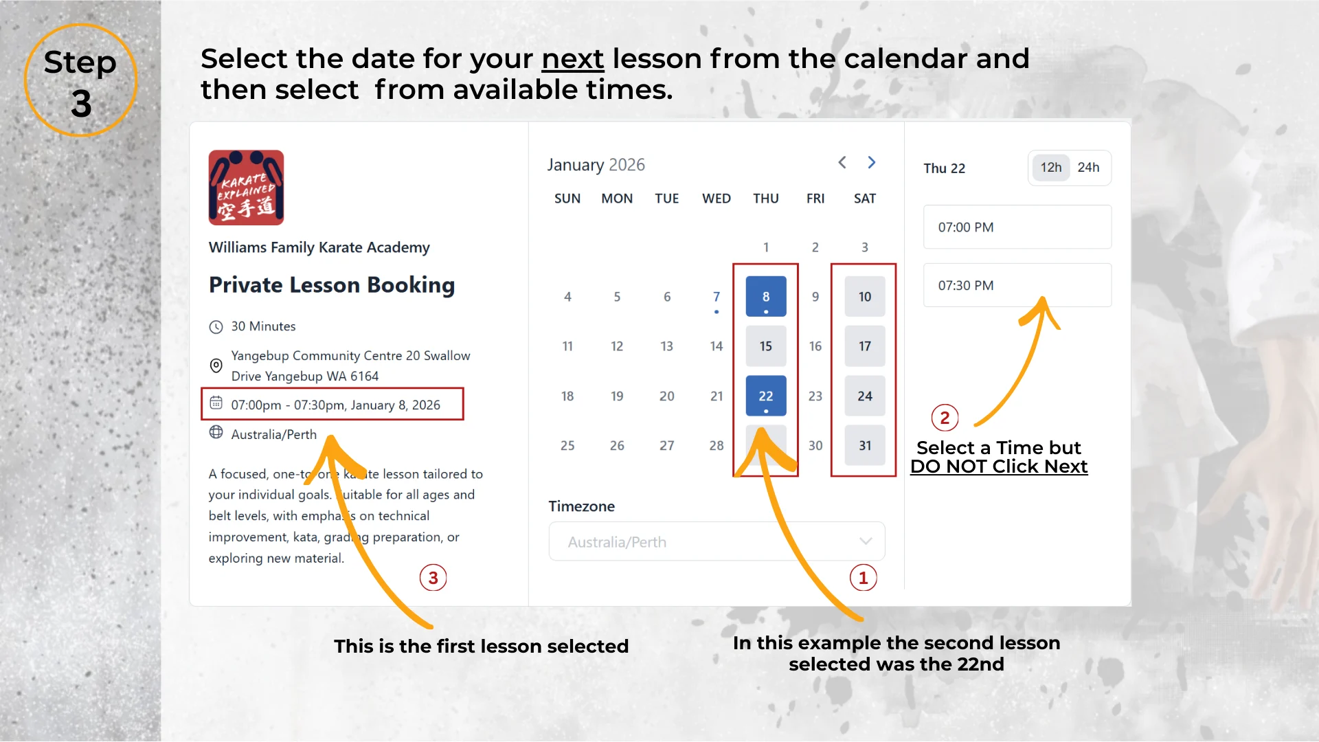 Step 3: Add additional lesson dates and times