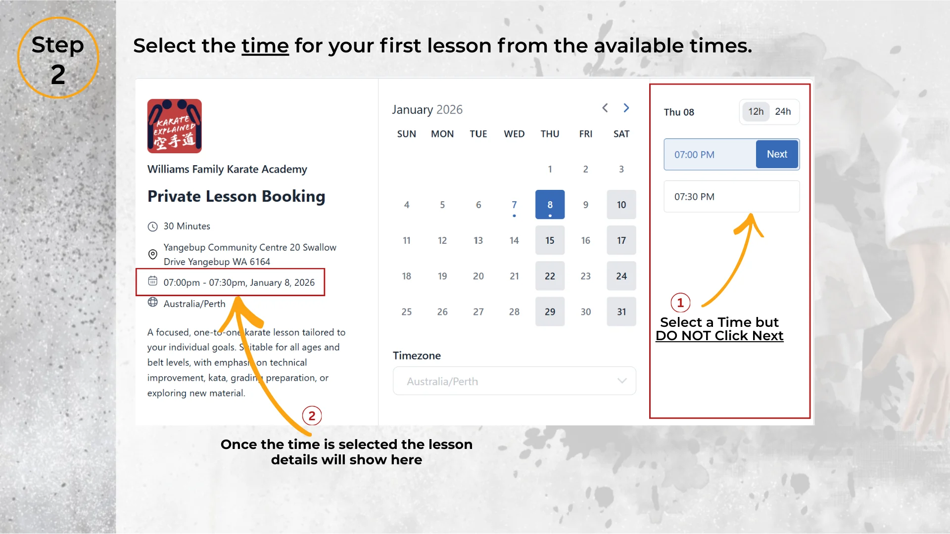 Step 2: Choose an available time