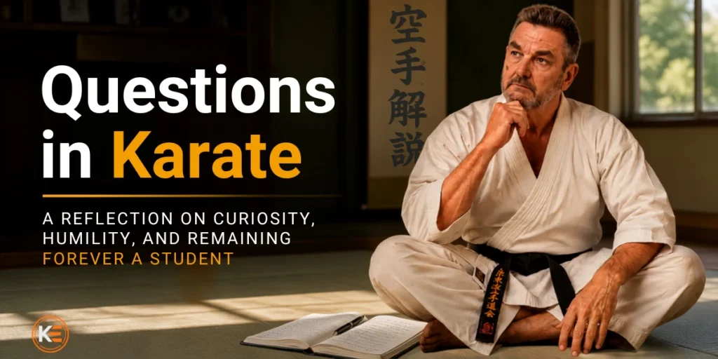 Instructor reflecting on questions in karate, lifelong learning, and remaining Forever a Student in a traditional dojo.